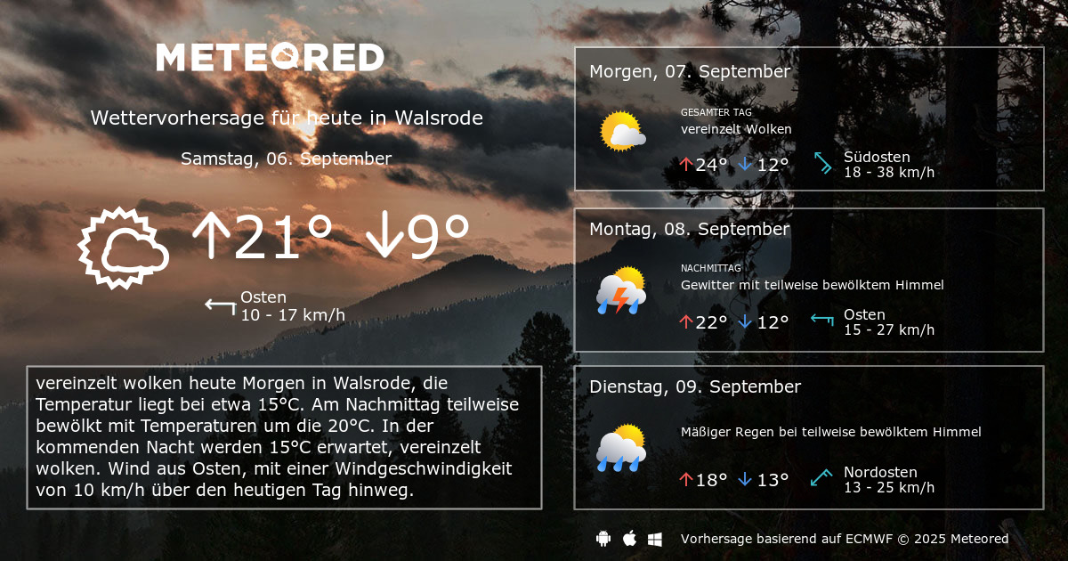 Das Wetter für Walsrode. 14-Tage Wettervorhersage - daswetter.at | Meteored