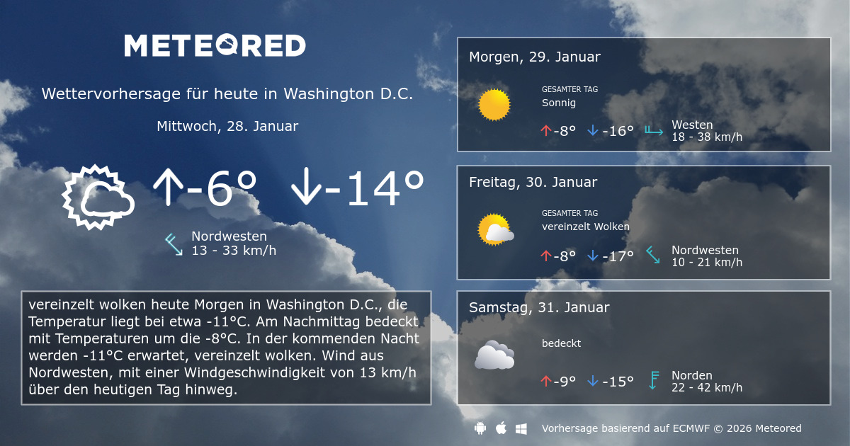 Das Wetter für Washington D.C.. 14Tage Wettervorhersage daswetter.at