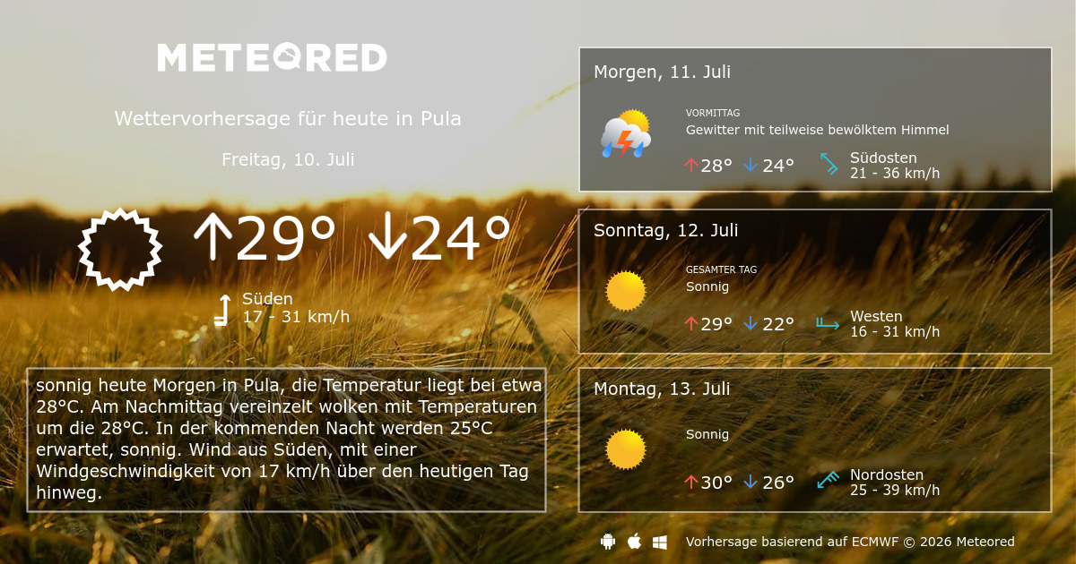 Wetter Pula 14 Tage