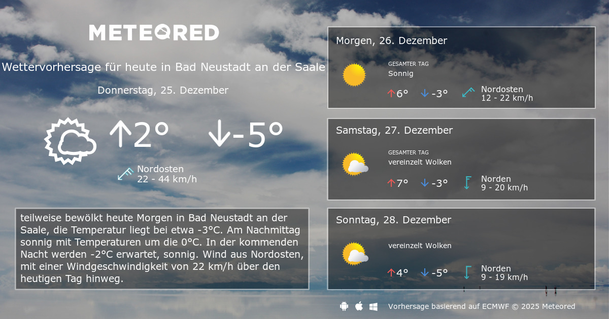 Das Wetter für Bad Neustadt an der Saale. 14Tage Wettervorhersage daswetter.at Meteored