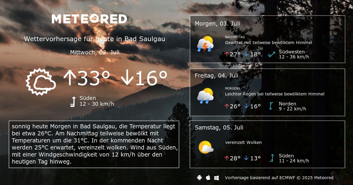 Das Wetter für Bad Saulgau. 14Tage Wettervorhersage daswetter.at