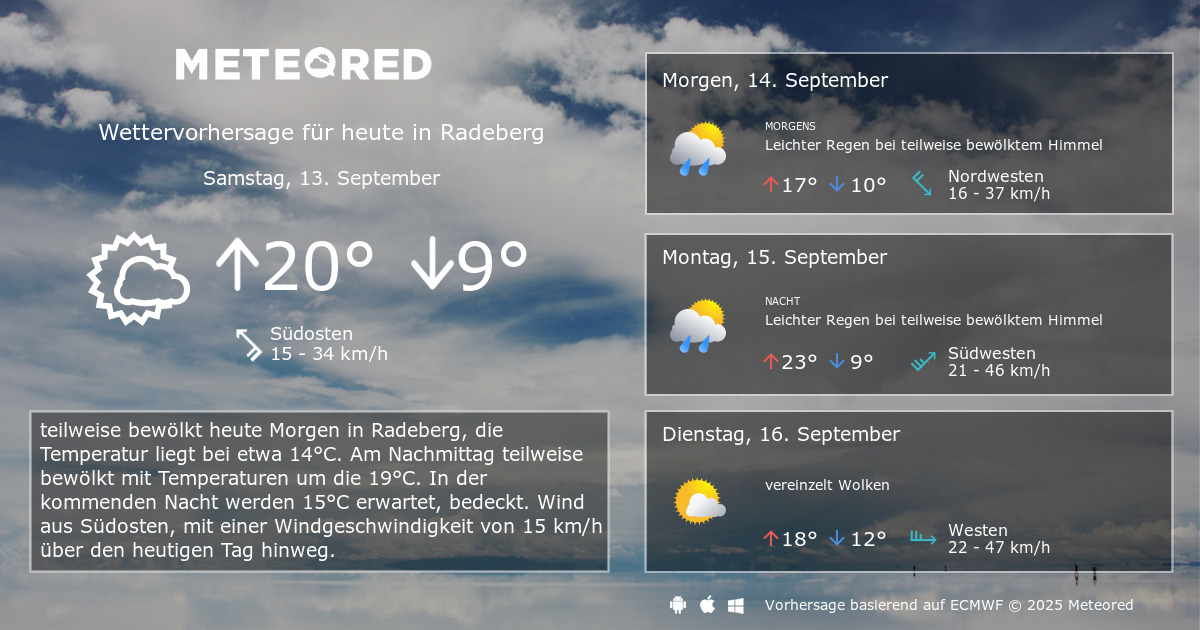 Das Wetter für Radeberg. 14Tage Wettervorhersage daswetter.at Meteored