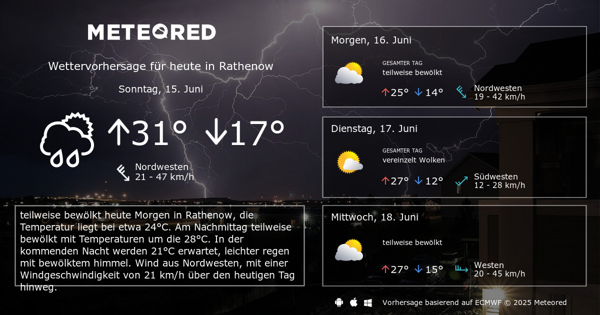 Das Wetter für Rathenow. 14Tage Wettervorhersage daswetter.at Meteored
