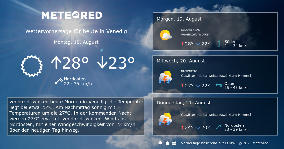 Das Wetter für Venedig. 14-Tage Wettervorhersage - daswetter.at