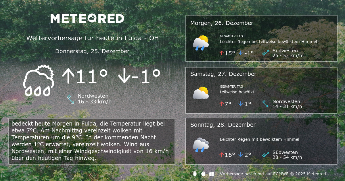Das Wetter für Fulda OH. 14Tage Wettervorhersage daswetter.at