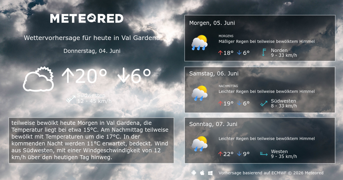 14 tage wetter val gardena